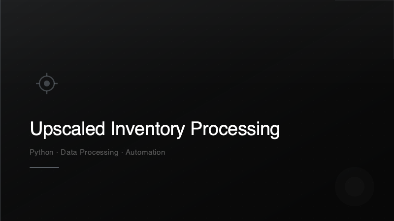 Upscaled Inventory Processing
